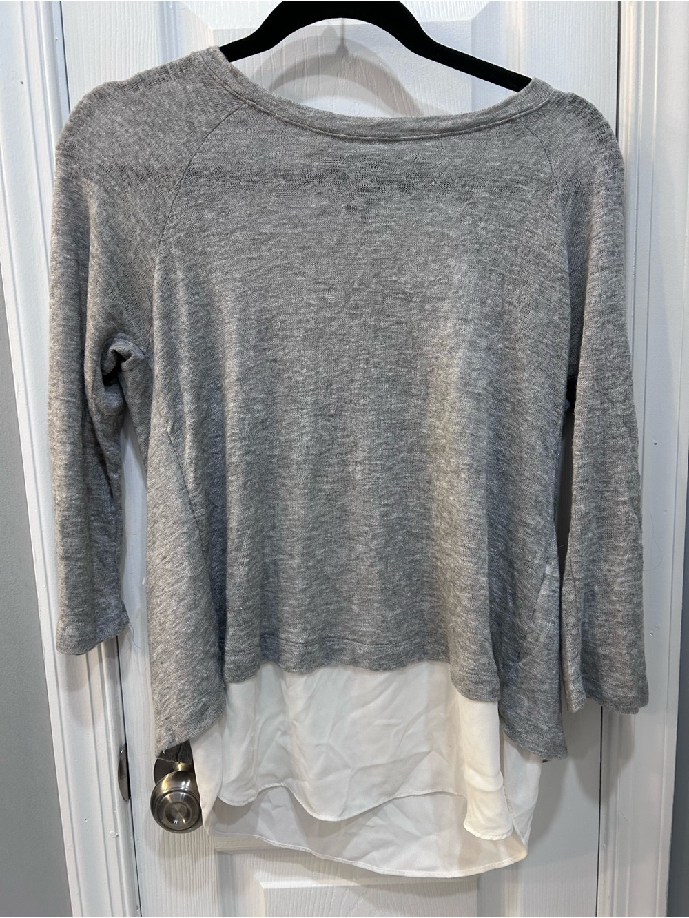 Forever 21 Gray Knit Top with White Layered Hem